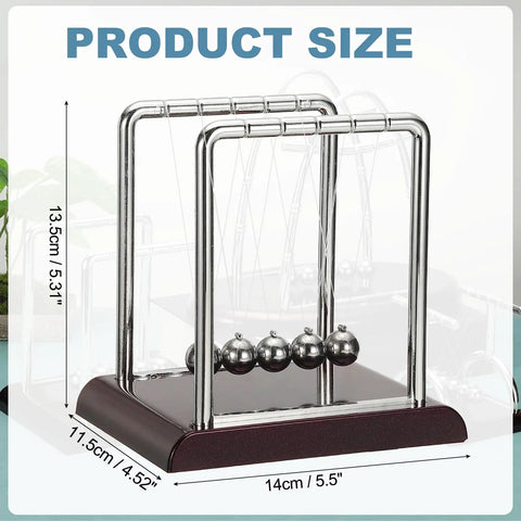 Five Ball Newton's Cradle Desk Toy For Gravity Demonstrations And Stress Relief, 115x140x135mm, red kinetic balance balls