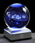 Stellar 80mm Solar System Crystal Ball Glass Sphere with 3D Laser Engraved Planets, K9 Crystal, Dope Space Desk Light on LED base