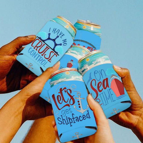 Ocean Blue Nautical Beer Can Sleeves 12 Pack For Sailing Parties And Bachelorette Celebrations Ship Nauti Style Drink Coolers