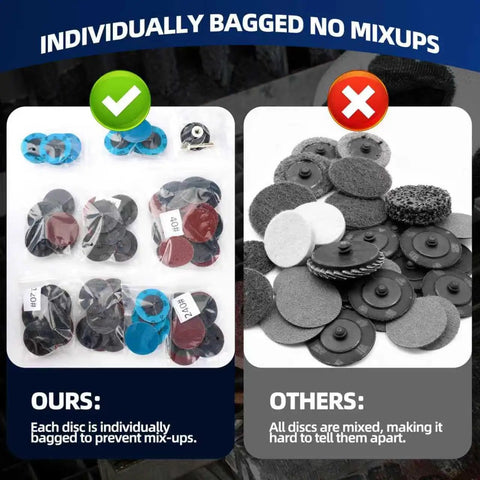 108Pcs Sanding Discs Set Two Inch Quick Change Discs With One Quarter Inch Holder For Die Grinder Surface Prep Strip Grind