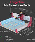 Badass Professional Grade Benchtop Cnc Router Machine With 710W Spindle Nema 24 Closed Loop Motors Linear Rails And Precision Ball Screws For Wood Acrylic And Light Metal Cutting, large aluminum body dimensions