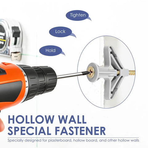 Heavy Duty Drywall Anchor Kit With 30 Self Tapping Screws For Hollow Walls Butterfly Expansion Fasteners in action