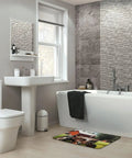 Thick Soft Absorbent Farm Tractor Bath Rug Mat With Non Slip Backing in modern bathroom setting