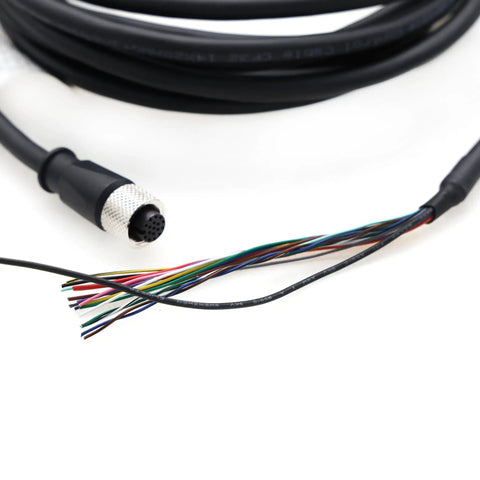 M12 17 Pin Female Vision Sensor Cable For Open Vision Systems, showing connector and multicolored wires, 2m length, shielded