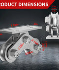 Dimensions of 2 Inch Groove Wheel U Shaped Sliding Gate Caster Heavy Duty Detachable Stainless Steel 6600 Pound Capacity Double Pulley
