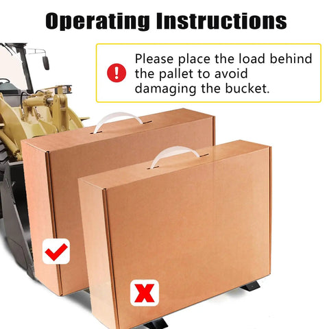 Clamp On Pallet Forks For Tractor Bucket With Adjustable Stabilizer Bar, 43 Inch Length, 2000 Pound Capacity, operating instructions