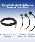 Flame King propane hose kit: one 48-inch thermoplastic hose and three 12–18 inch pigtails with green fittings for RVs
