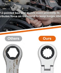 Heavy Duty Flex Head Ratchet Wrench 7MM Metric Spanner, smooth 12-point box end for precise fit, chrome vanadium steel construction.