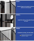 Installation steps for Self-Closing Gate Hinges With Latch, Durable Galvanized Steel Outdoor Hardware Kit for Deck, Patio, Porch Gates.