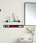 Oil Rubbed Bronze Bathroom Glass Shelf, 16 By 5 Inches, 8mm Tempered Glass With 304 Stainless Steel Wall Mount
