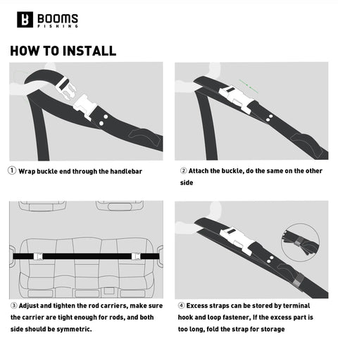Installation steps for Car Roof Fishing Rod Carrier Rack Holds Up To Five Poles, Adjustable 31.5 To 59 Inches, No Drill