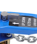 Lever Chain Hoist 1650 Lbs Three Quarter Ton Blue Chain Puller Hoist With 10 Ft Lifting Height close-up of lever mechanism