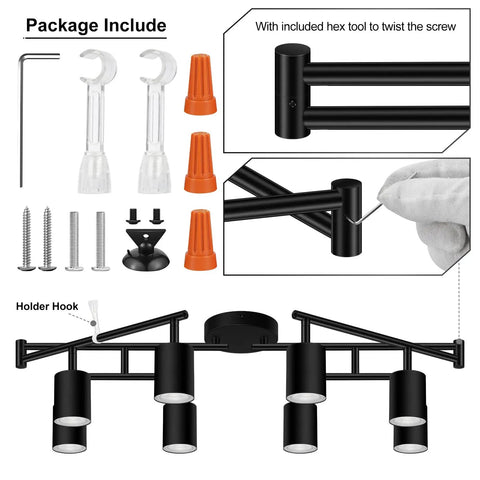 Package components for Eight Light Matte Black LED Track Lighting System for kitchen and hallway installation