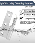 Premium Lift Off Hinges For Interior Doors, 3 Inch Brushed Stainless Steel Toggle Set, Removable Pin Hardware with damping grease.