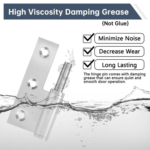 Premium Lift Off Hinges For Interior Doors, 3 Inch Brushed Stainless Steel Toggle Set, Removable Pin Hardware with damping grease.