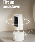 Sleek 360 Degree Pan Tilt Indoor Security Camera With Crisp Hd Video And Two Way Talk For Keeping Tabs On Your Space Plus Instant Smart App Alerts And Clean White Case For A Solid Setup You Know You Need Right Now, displayed on a bedside table.