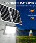 Ultra Bright 400W Solar Security Flood Lights With Remote Control 40000 Lumens IP66 Weatherproof Outdoor LED Street Light mounted outdoors