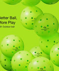 Multiple neon green pickleball balls, marked with 'Gearbox GB1', arranged randomly against a similar green background.