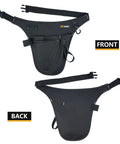 Front and back view of Garden Tool Organizer Belt With Four Pockets Multi Purpose Work Apron Pouch For Gardening Florists DIY Projects And Light Plumbing Heavy Duty Tool Carrier In Black.