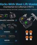Universal Garage Door Safety Sensor Kit With Brackets, Drop-In Replacement For Most Openers After 1997 displayed with compatibility details.