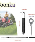 Blade Engagement Cable For 42 Inch Deck Riding Mowers shown with detailed dimensions and extension spring