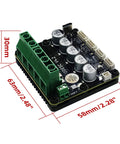 Beefed Up Brushless Servo Motor Controller Driver Board V4.2 with size dimensions and visible components