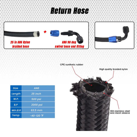 25 Inch AN6 Power Steering Pump Hose Fitting Kit For Chevy C10 LS Swap Connects GM Type 2 With Aluminum Fittings And Braided Hose Options