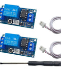 2 Pack 12V Single Bistable Self Locking Relay Module With Start Stop Button Kit For DIY Home And Industrial Projects Includes 2 Relays 300mm Wires And Screwdriver Compact 50x25.5x19mm Ready To Drop In And Control Your Devices., two 12V relay boards with wires and screwdriver