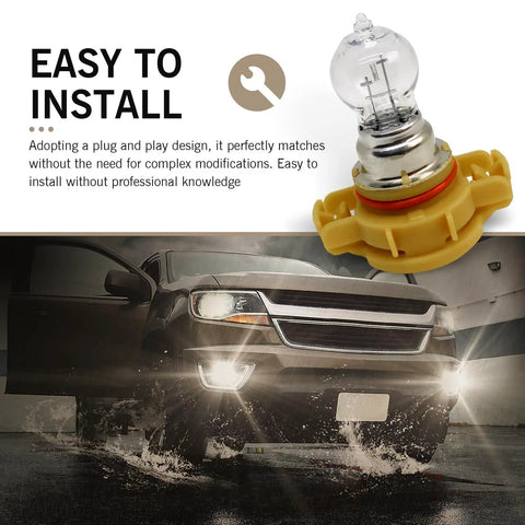 Fog Light Bulbs 12V 24W 3500K Warm White Ultra Bright Quartz Glass Shock Proof Daytime Running Light, car installing context
