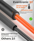 Comparison of Eventronic 400 Pcs Heat Shrink Tubing Kit With 3 to 1 Shrink Ratio Adhesive Lined tubing vs others with no adhesive.