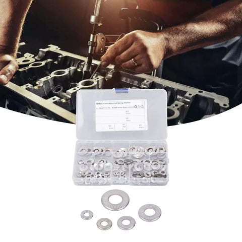 Built To Last 140 Pcs Conical Knurled Spring Washers Set In 304 Stainless Steel Belleville And Flat Washers For Outdoor Construction And Electrical Maintenance Includes Size M4 M5 M6 M8 M10 in storage case