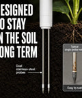 Dual Probes Leave In Soil Moisture Meter For Long Term Plant Care Real Readings On Soil Moisture Temperature And Sunlight Levels From Full Sun To Shade Indoor Outdoor Garden Monitoring, dual stainless-steel probes