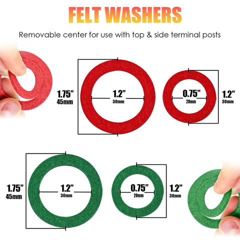 Anti corrosion pads with removable center, 1.75" to 0.75" shown for Heavy Duty Battery Terminal Clamps With Pure Copper Ends