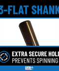 Close-up of Drill America bronze 3-flat shank drill bit with gold oxide finish