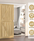 6Ft Sliding Barn Door Hardware Track Kit With Handles, Low Clearance Aluminum Alloy Box Rail Track in Silvery Finish