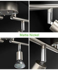 Detail views of 4 Light Track Lighting Kit with 24.8 Inch Matte Nickel Bar and Flexible Rotatable Heads, showing sleek modern fixture