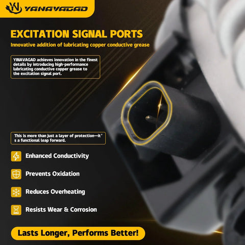 Close-up of a high-output 110 amp 12V alternator excitation signal port for Nissan 350Z 3.5L VQ35DE Z33 2003-2006 models.