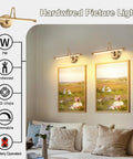 Ultra Sleek Nickel Picture Light for Artwork 16.5 Inch warm white lighting on paintings in living room