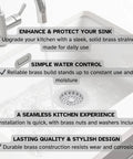 Big Post Style Brass Kitchen Sink Basket Strainer With White Powder Coat Finish in modern sink with text highlights