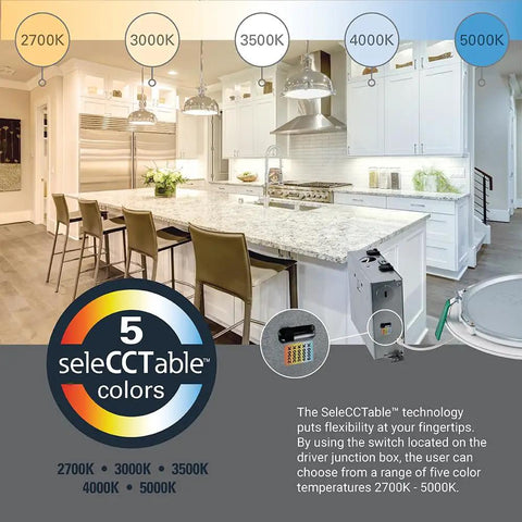 Adjustable color temp display for 8 Inch Canless Recessed LED Ceiling Light You Can Dim With Adjustable Color Temp Wet Location Rated Slim