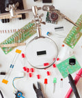 Dope Dual 555 Timer Circuit Kit for Electronics Training and DIY Projects laid out with tools and components.