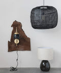Stoneware Table Lamp In Black And White For Nightstands And Desks, Durable Ceramic Lighting with cozy vibe, on table