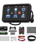 6 Gang RGB Backlit Rocker Switch Panel Kit with Control Box for 12V and 24V Vehicles, heavy duty automotive marine power system