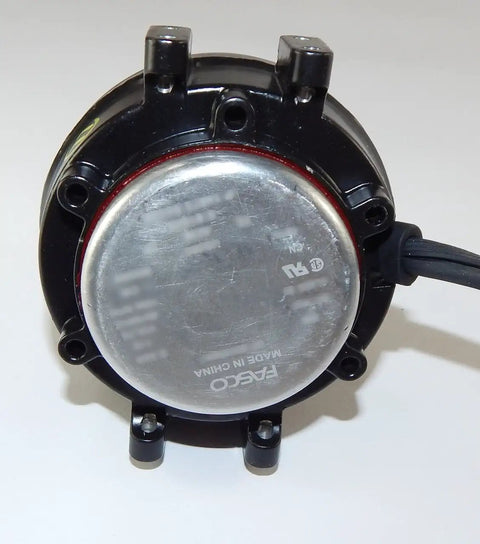 Back view of Beefy Drop-In Replacement Unit Bearing Refrigeration Motor 5W 1550 RPM CWLE 115V for Commercial Coolers and Freezers