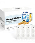 Heavy Metal Test Kit Straight Up Easy Detection for Lead Mercury Cadmium Chromium in Food and Water Quick Results Home Test with test strips and packaging.