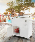 Patio Cooler With Storage Cabinet And Bottle Opener Ice Chest For Outdoor Parties And Poolside Gatherings Keeps Drinks Cold