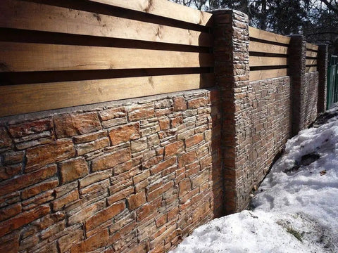 Granite Look Dope Texturing Stamp Mat for Concrete and Cement, Slate Pattern Stone Imprint Tool on brick wall outdoors