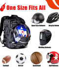 Waterproof Motorcycle Helmet Backpack With USB Port, Big Capacity Go To Tactical Bag showcasing multiple helmet types
