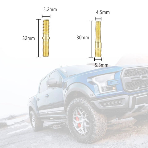13 Piece Truck Antenna Adapter Kit With 11 Screws And 2 Rubber Washers For Toyota Jeep Wrangler Denali Ford GMC shown with measurements