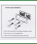Diagram of screw caps installation for 4 Pack Aluminum Alloy License Plate Bolts Screws Nuts For Cars And Motorcycles Orange Long Lasting Universal Fit M6 1.0 Thread Size 6mm Diameter 20mm Length Durable Dope Fasteners For Mudguards Bumpers And Headlights.